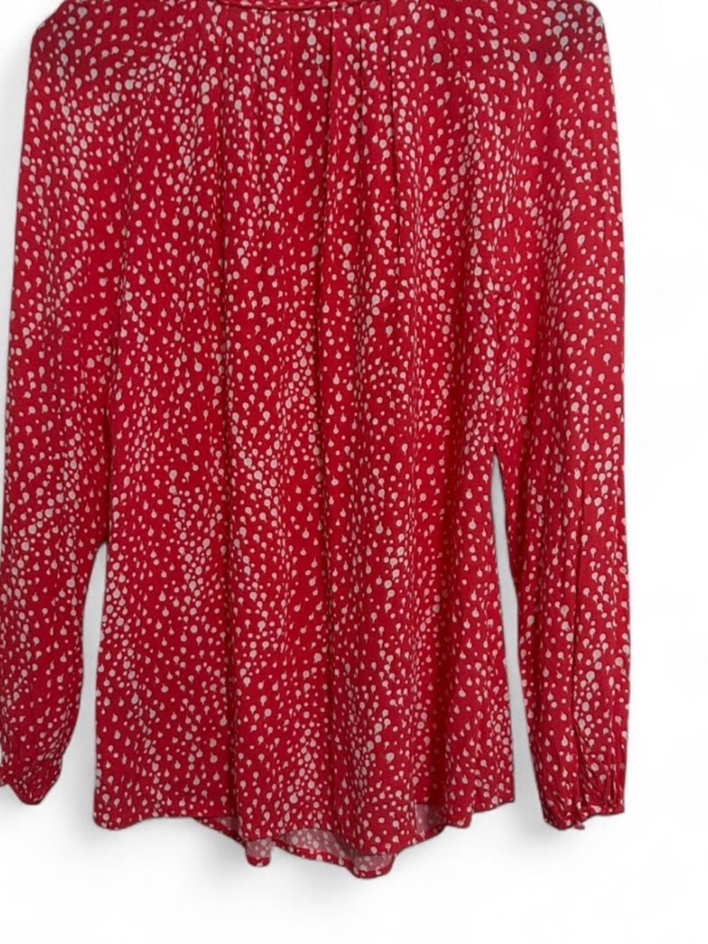 Boden Coral and White Dot Long-Sleeve Peasant Blouse - Picture 5 of 5